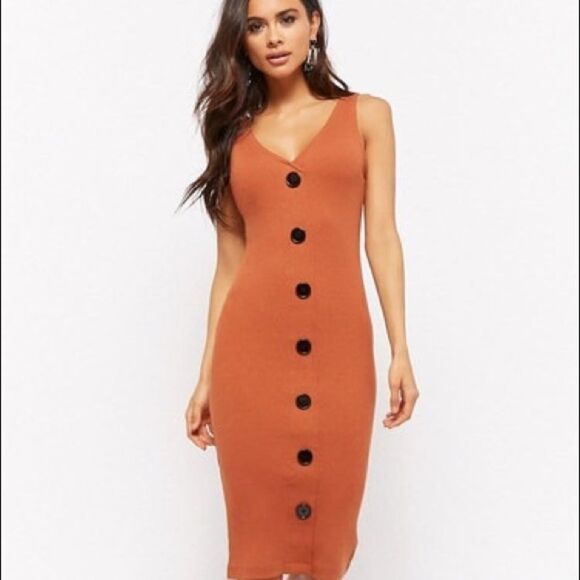 ✨ Forever 21 ribbed mock button front dress ✨ - Picture 1 of 6
